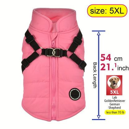 fachgo | Warm Padded Dog Vest with Harness for Small And Medium Dogs - Red Coat for Extra Comfort And Security Christmas Gift