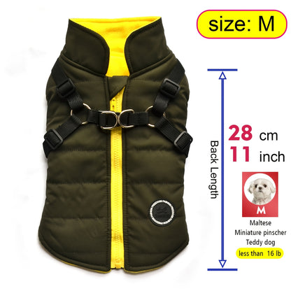 fachgo | Warm Padded Dog Vest with Harness for Small And Medium Dogs - Red Coat for Extra Comfort And Security Christmas Gift