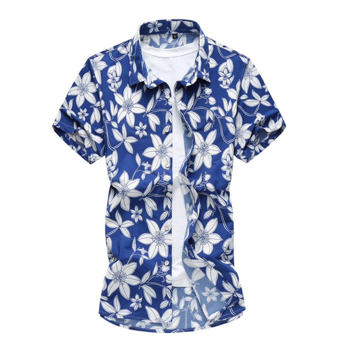 fachgo | Mens Short Sleeve Floral Shirt