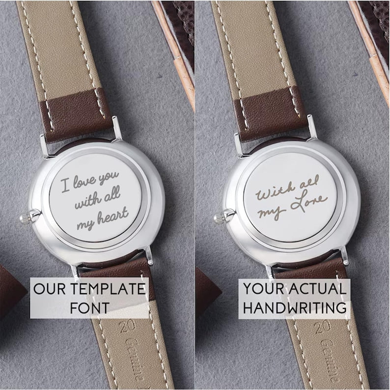 fachgo | Handwriting Gifts for Groom, Engraved Watch for Men