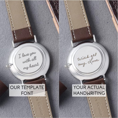 fachgo | Handwriting Gifts for Groom, Engraved Watch for Men