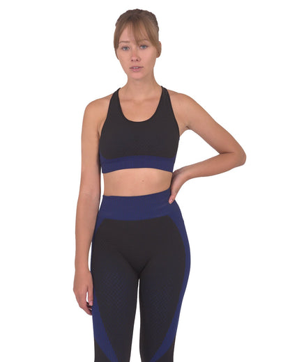 fachgo | Trois Seamless Sports Bra - Black with Navy