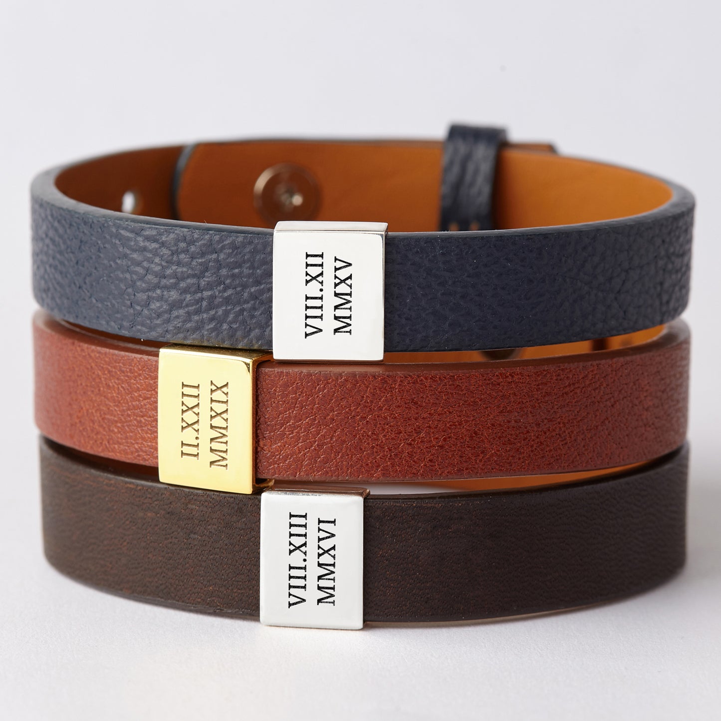 fachgo | Custom Leather Bracelet Roman Numerals, Valentine Gifts for Boyfriend