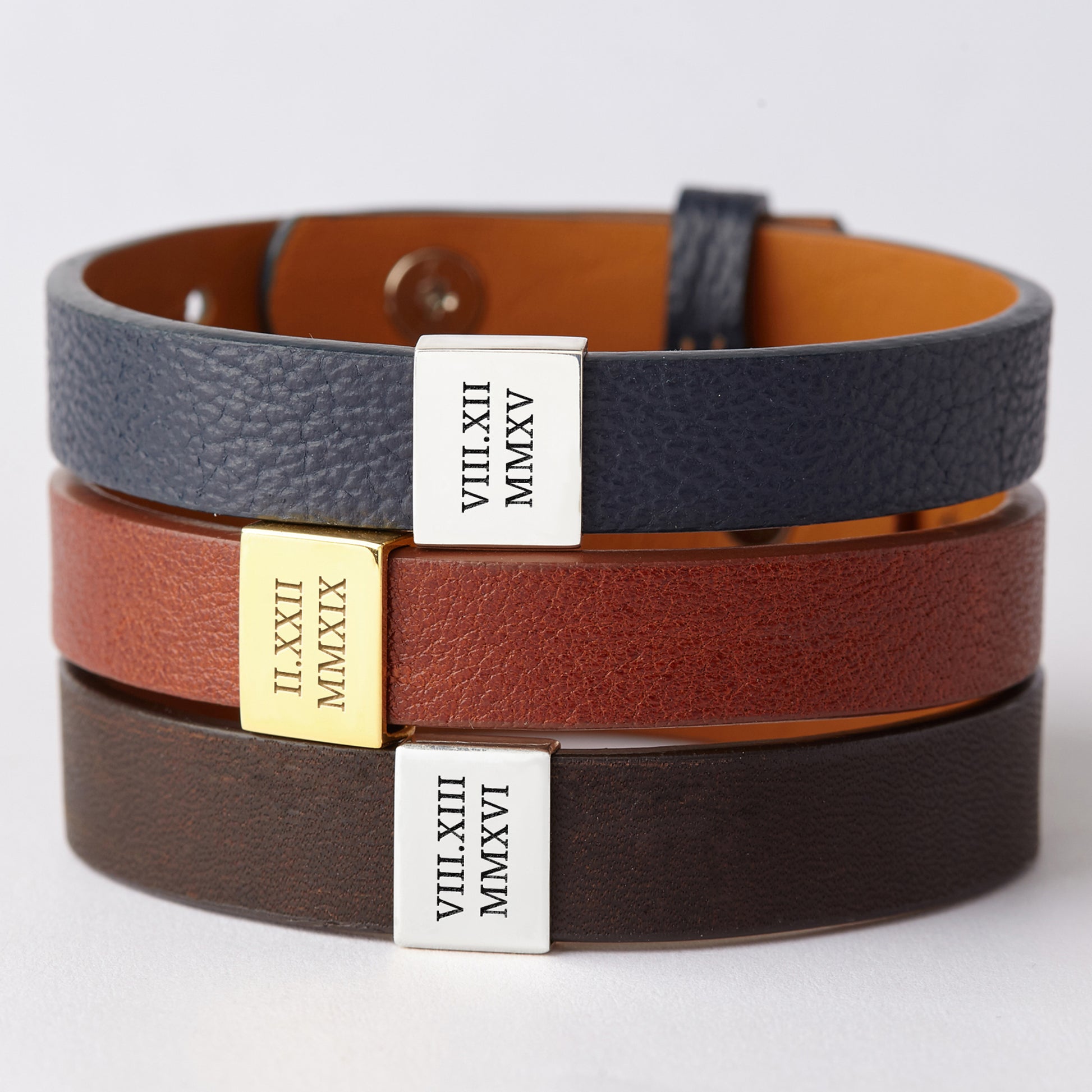 fachgo | Custom Leather Bracelet Roman Numerals, Valentine Gifts for Boyfriend