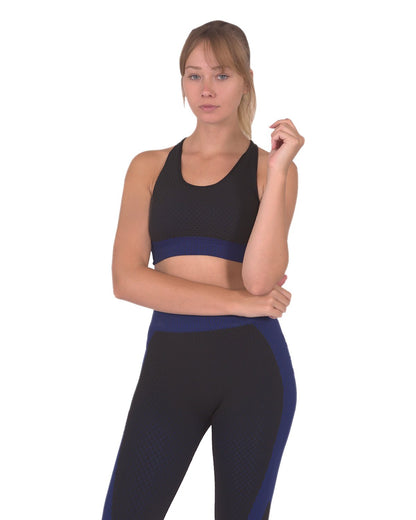 fachgo | Trois Seamless Sports Bra - Black with Navy