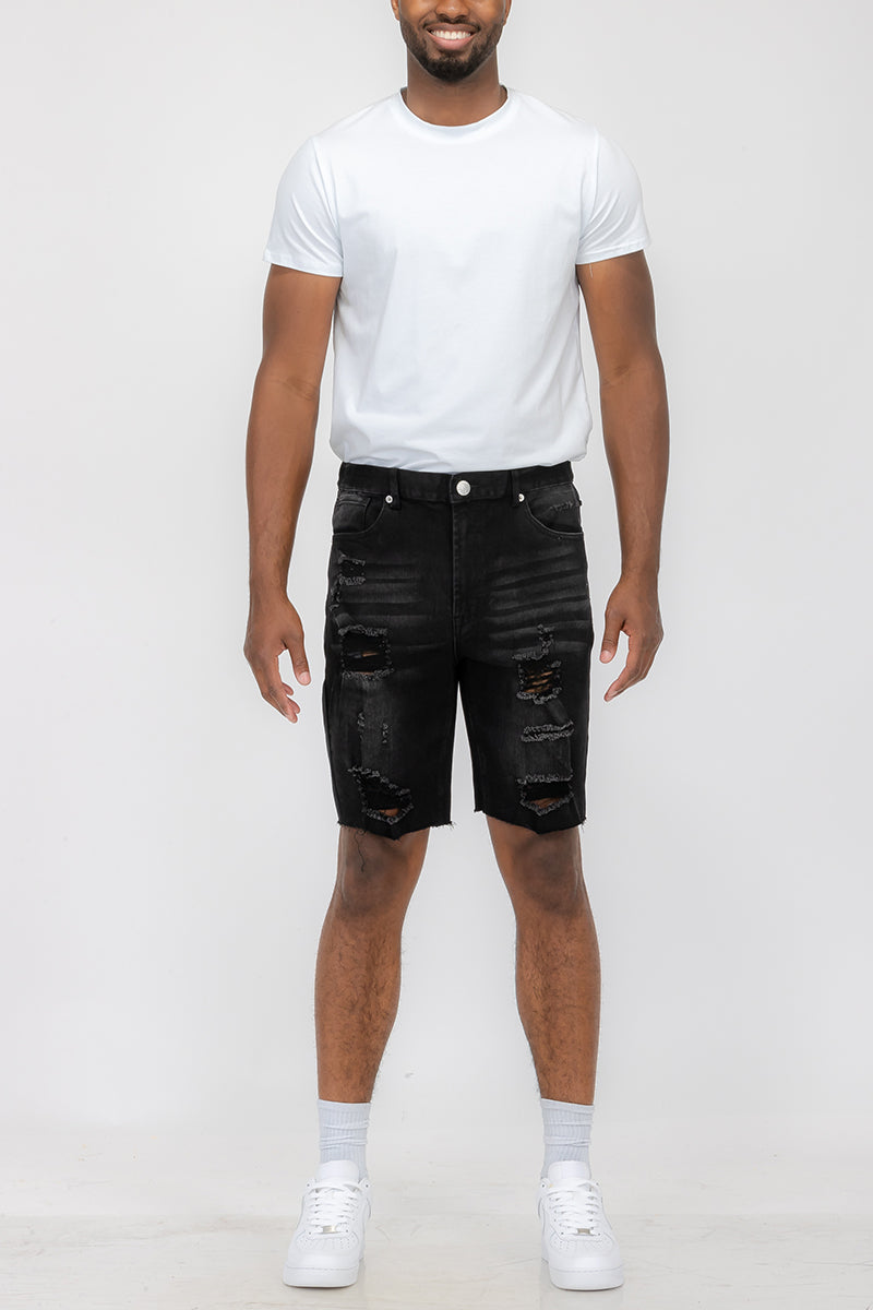 fachgo | Mens Distressed Denim Shorts
