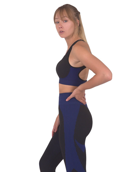 fachgo | Trois Seamless Sports Bra - Black with Navy