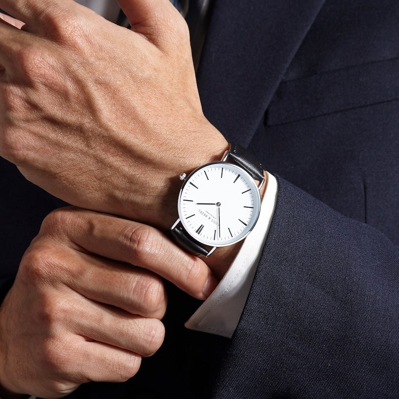 fachgo | Handwriting Gifts for Groom, Engraved Watch for Men