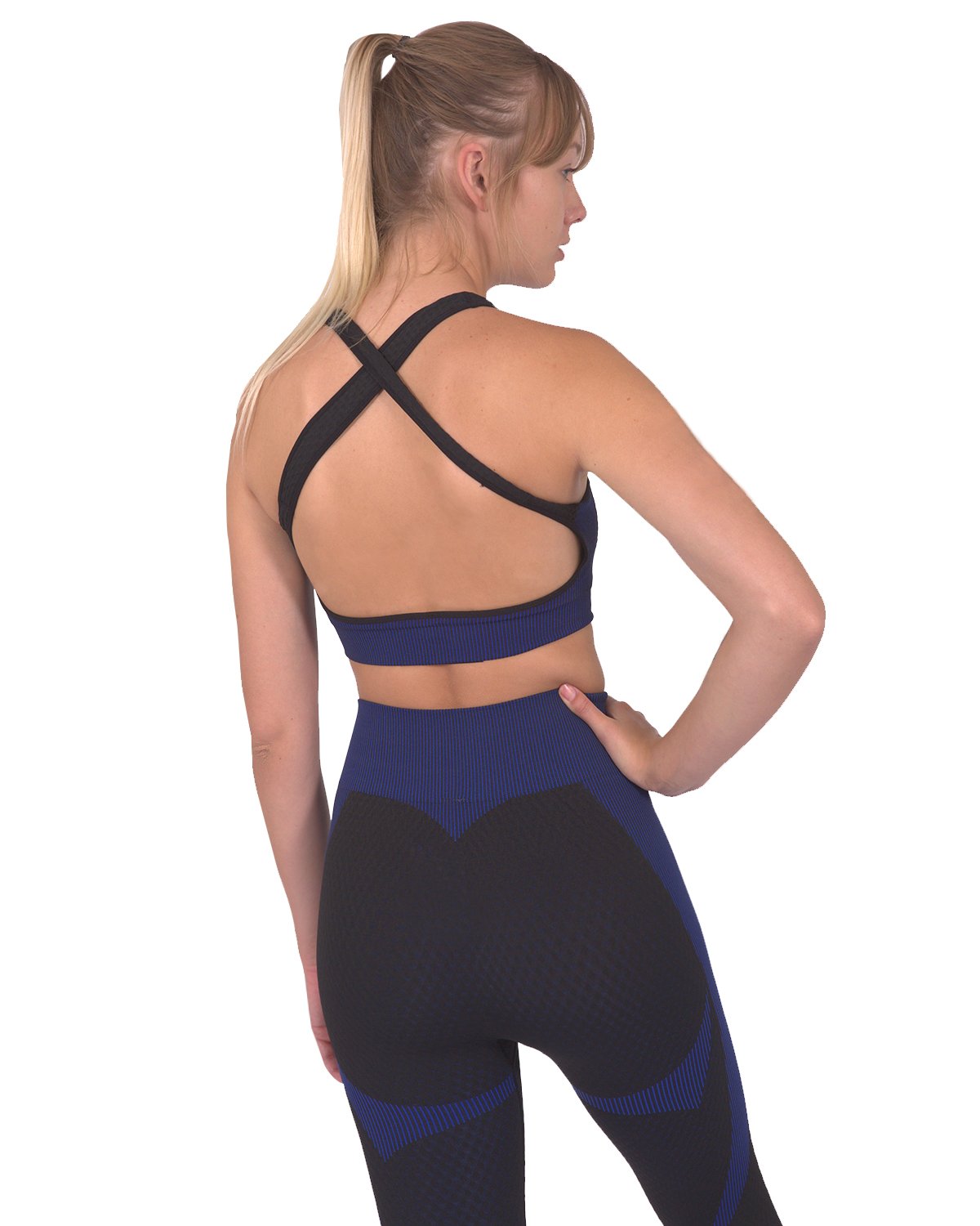 fachgo | Trois Seamless Sports Bra - Black with Navy