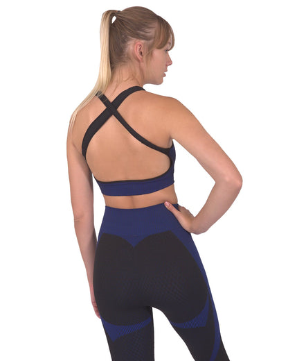 fachgo | Trois Seamless Sports Bra - Black with Navy