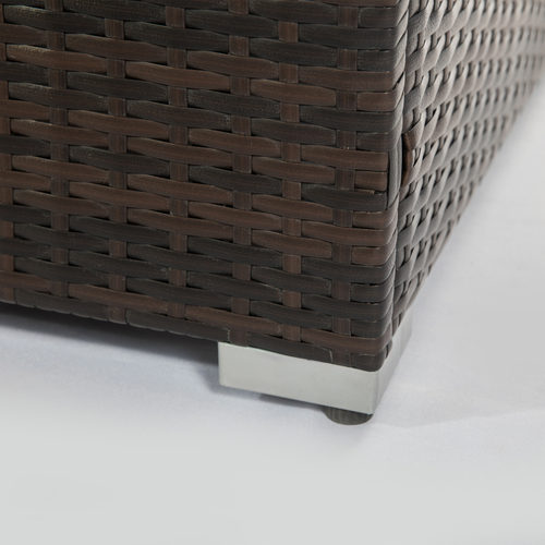fachgo | Outdoor Gas Fire Pit Square Dark Brown Wicker Fire Pit Table