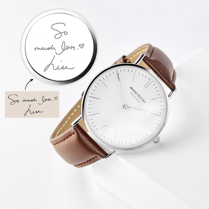 fachgo | Handwriting Gifts for Groom, Engraved Watch for Men