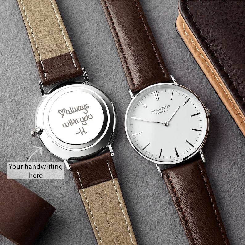 fachgo | Handwriting Gifts for Groom, Engraved Watch for Men