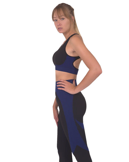 fachgo | Trois Seamless Sports Bra - Black with Navy