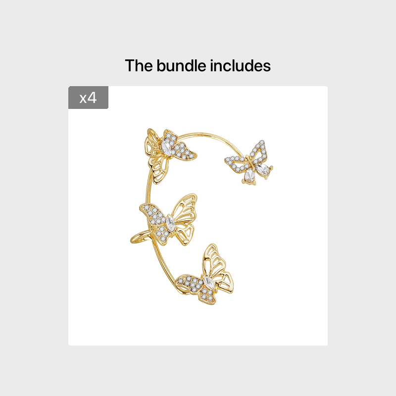 fachgo | Women'S Elegant Butterfly Ear Cuffs - No-Piercing Ear Hooks, Synthetic Gemstone Accents, Everyday & Formal Jewelry for Parties, Weddings, Everyday Outfits - Non-Piercing Ear Clips for Sensitive Light Beige, Party Accessories,