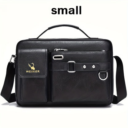 fachgo | WEIXIER Men's Business Crossbody Bag with Adjustable Strap, Golden-Tone Hardware & Multi-Compartment Design - Brown/Tan -like Texture, Golden-Tone Hardware, Compatible with iPhone/ Smartphones - Casual & Formal Office, Travel