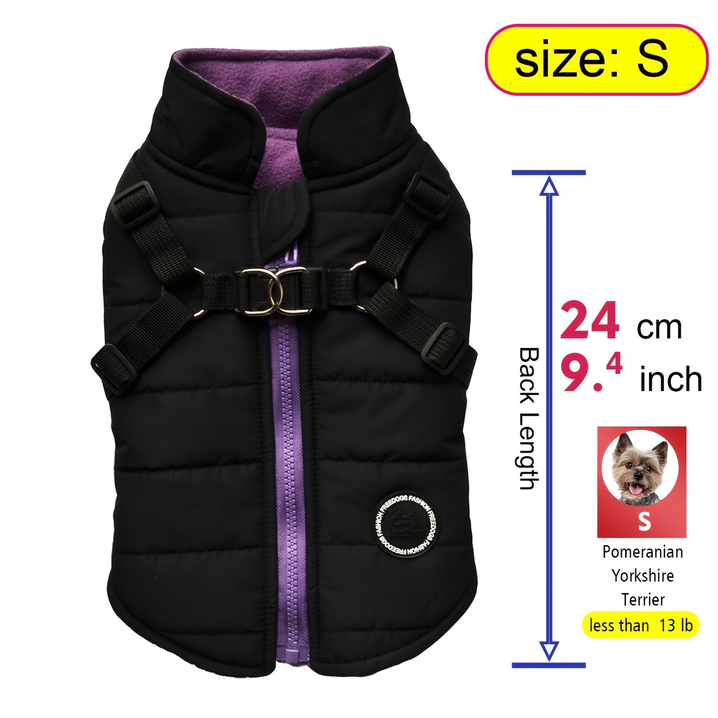 fachgo | Warm Padded Dog Vest with Harness for Small And Medium Dogs - Red Coat for Extra Comfort And Security Christmas Gift