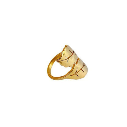 fachgo | Simple Titanium Steel Ring Female Leaf 18k Gold Niche High-grade Sense