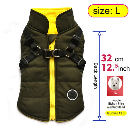 fachgo | Warm Padded Dog Vest with Harness for Small And Medium Dogs - Red Coat for Extra Comfort And Security Christmas Gift