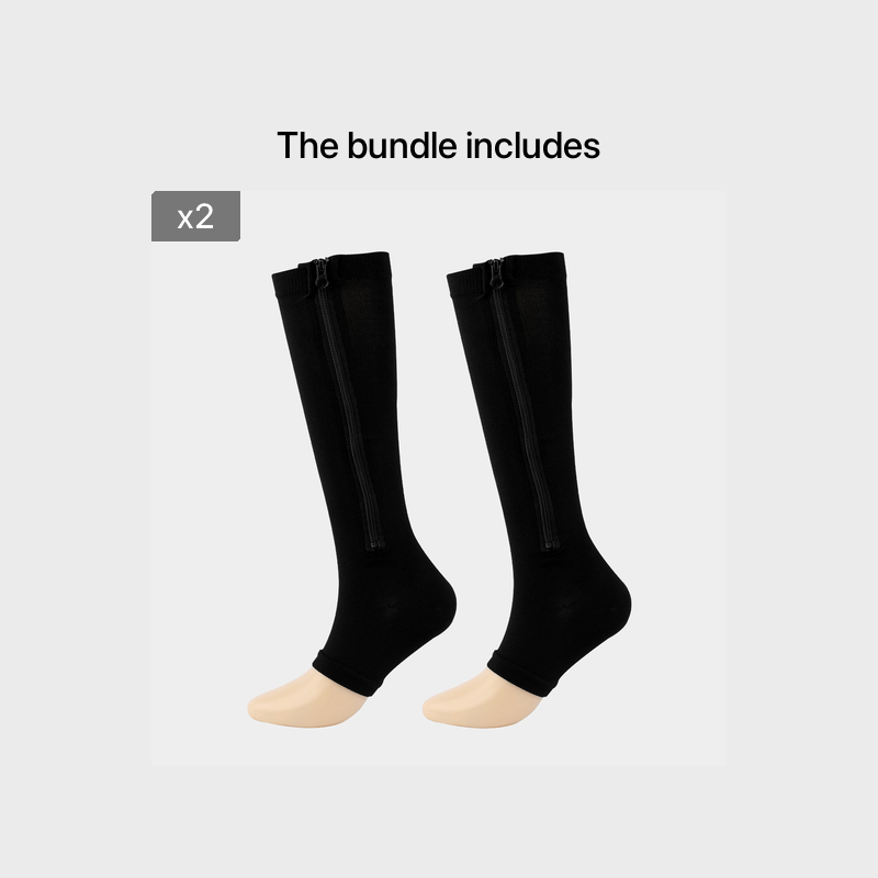 fachgo | Toeless Compression Socks With Side Zipper For All Day Wear, Sports Socks - Breathable & Moisture-Wicking Fabric - For Runners & Athletes - Ideal for Sports & Recovery