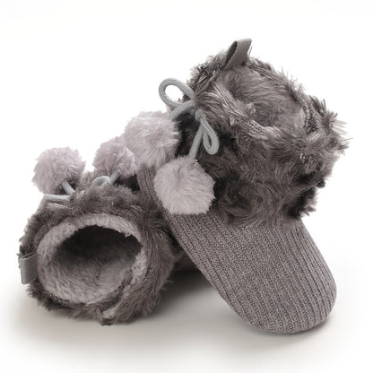 fachgo | Newborn Baby Socks and Shoes for Girls, First Steps Soft Non-Slip Warm Infant Shoes