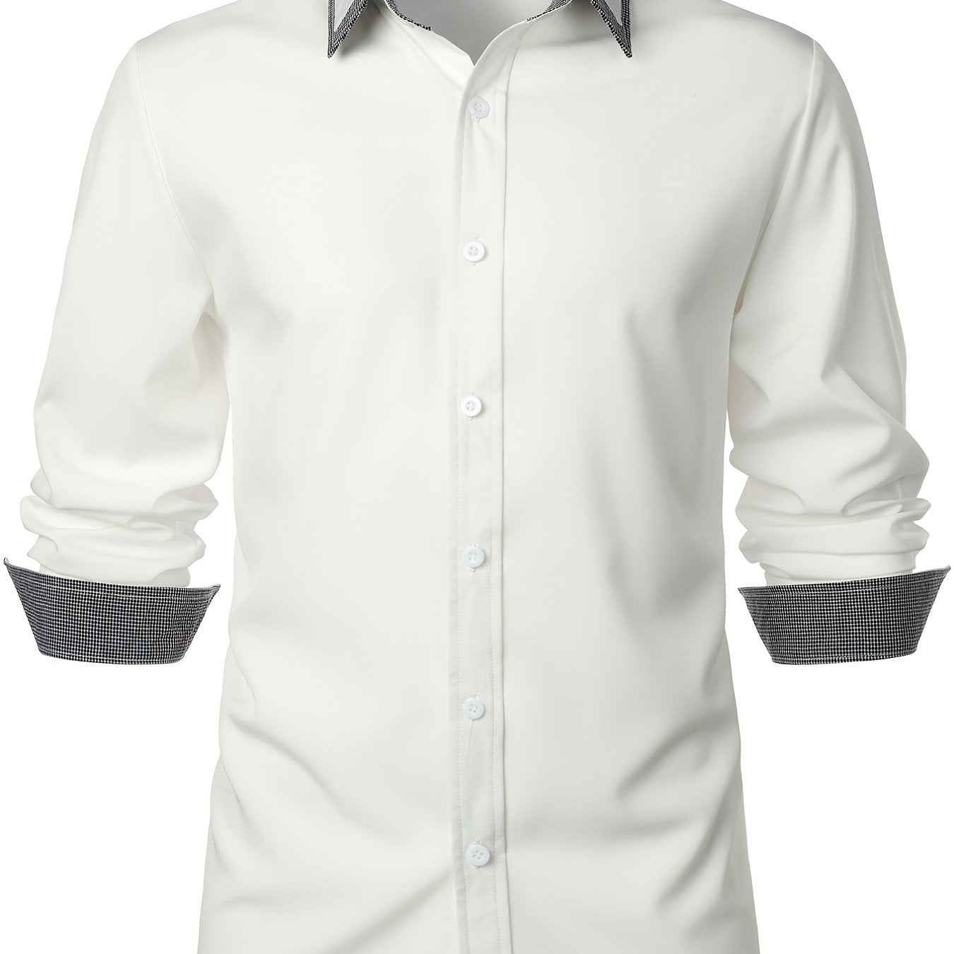 fachgo | Men'S Color-Blocked Checkered Casual Long-Sleeve Shirt