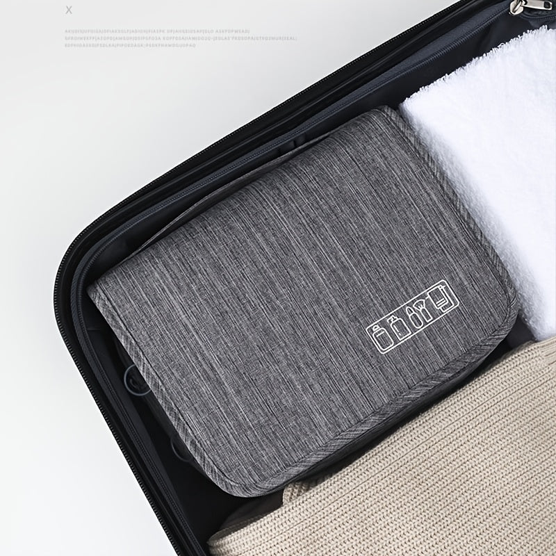 fachgo | [Large Makeup Organizer] Durable Polyester Large Capacity Makeup Organizer Bag | Travel & Business, Wet & Dry Separation, Multiple Compartments for Cosmetics, Toiletries, And Accessories