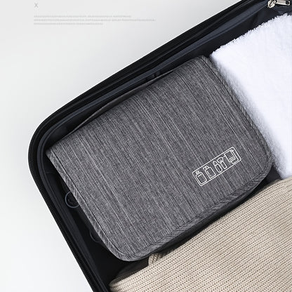 fachgo | [Large Makeup Organizer] Durable Polyester Large Capacity Makeup Organizer Bag | Travel & Business, Wet & Dry Separation, Multiple Compartments for Cosmetics, Toiletries, And Accessories