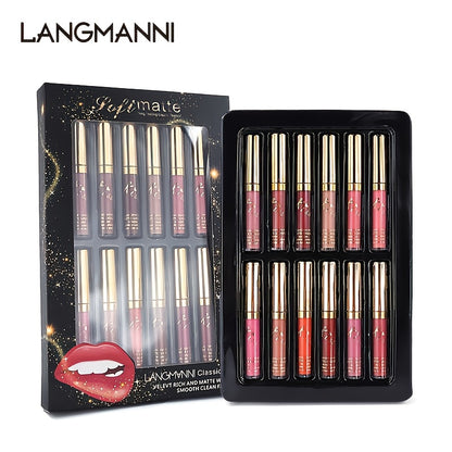 fachgo | 12 Colors Waterproof Long Lasting Lipstick, Natural Matte Sexy Moist Lip Gloss Nude Glitter Beauty Red Lip Tint for Valentine's Day Gifts and Music Festival