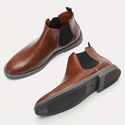 fachgo | [Brown Chelsea Boots] Brown Men's Chelsea Ankle Boots | Size 40-46, Pointed Toe, TPR Sole, Faux Cover with Black Elastic Band | Ideal for Casual Wear and Vacation