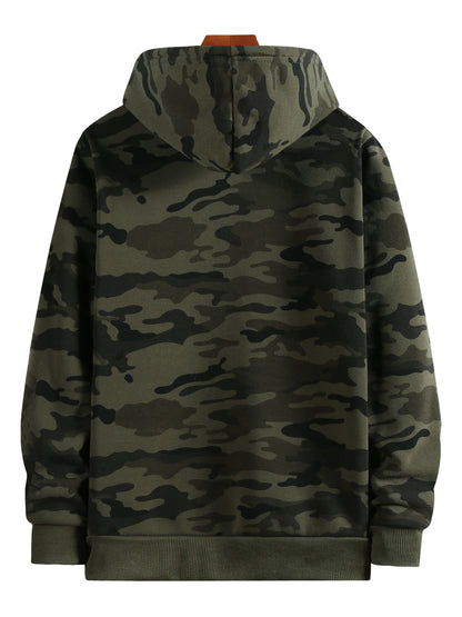 fachgo | [Camouflage Sweatshirt] Autumn Winter Hooded Men's Camouflage Loose Pullover Fleece Sweatshirt | Fleece, Hooded