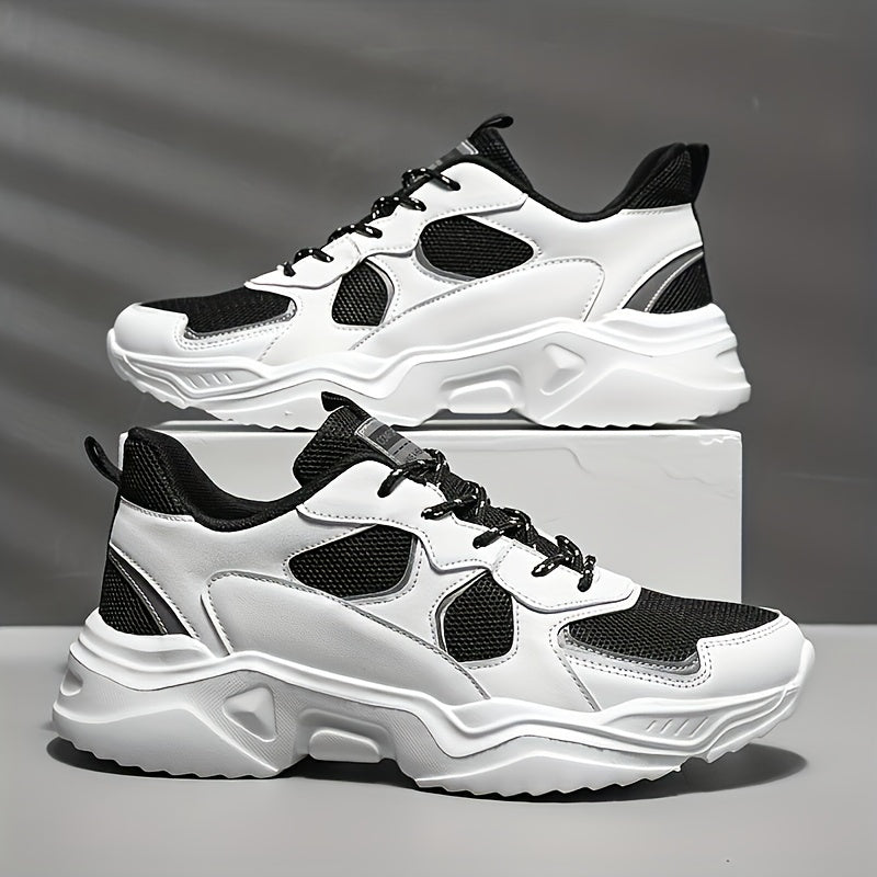 fachgo | Men's Fashion Platform Sneakers - Casual Athletic Dad Shoes, Height-Increasing Breathable Mesh, Anti-Slip EVA Sole, Suitable for Running and Outdoor Activities, Thick-Soled Walking Shoes