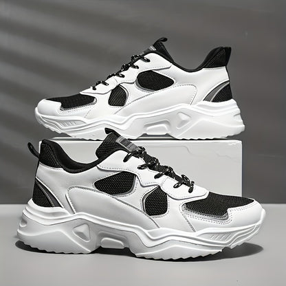fachgo | Men's Fashion Platform Sneakers - Casual Athletic Dad Shoes, Height-Increasing Breathable Mesh, Anti-Slip EVA Sole, Suitable for Running and Outdoor Activities, Thick-Soled Walking Shoes