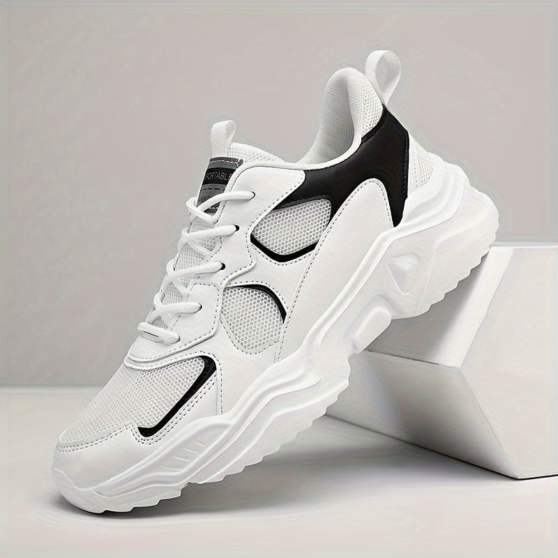 fachgo | Men's Fashion Platform Sneakers - Casual Athletic Dad Shoes, Height-Increasing Breathable Mesh, Anti-Slip EVA Sole, Suitable for Running and Outdoor Activities, Thick-Soled Walking Shoes