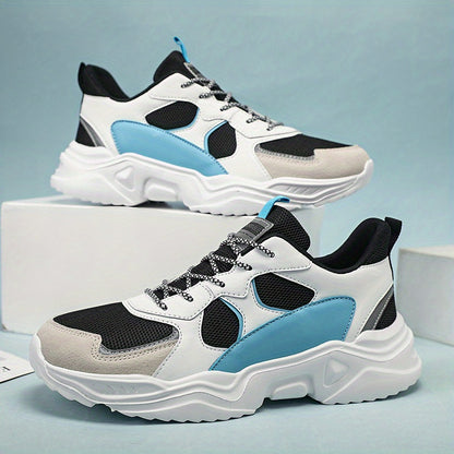 fachgo | Men's Fashion Platform Sneakers - Casual Athletic Dad Shoes, Height-Increasing Breathable Mesh, Anti-Slip EVA Sole, Suitable for Running and Outdoor Activities, Thick-Soled Walking Shoes