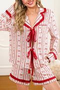 Pajama Set for Women Valentine Heart Bow Sleepwear Set