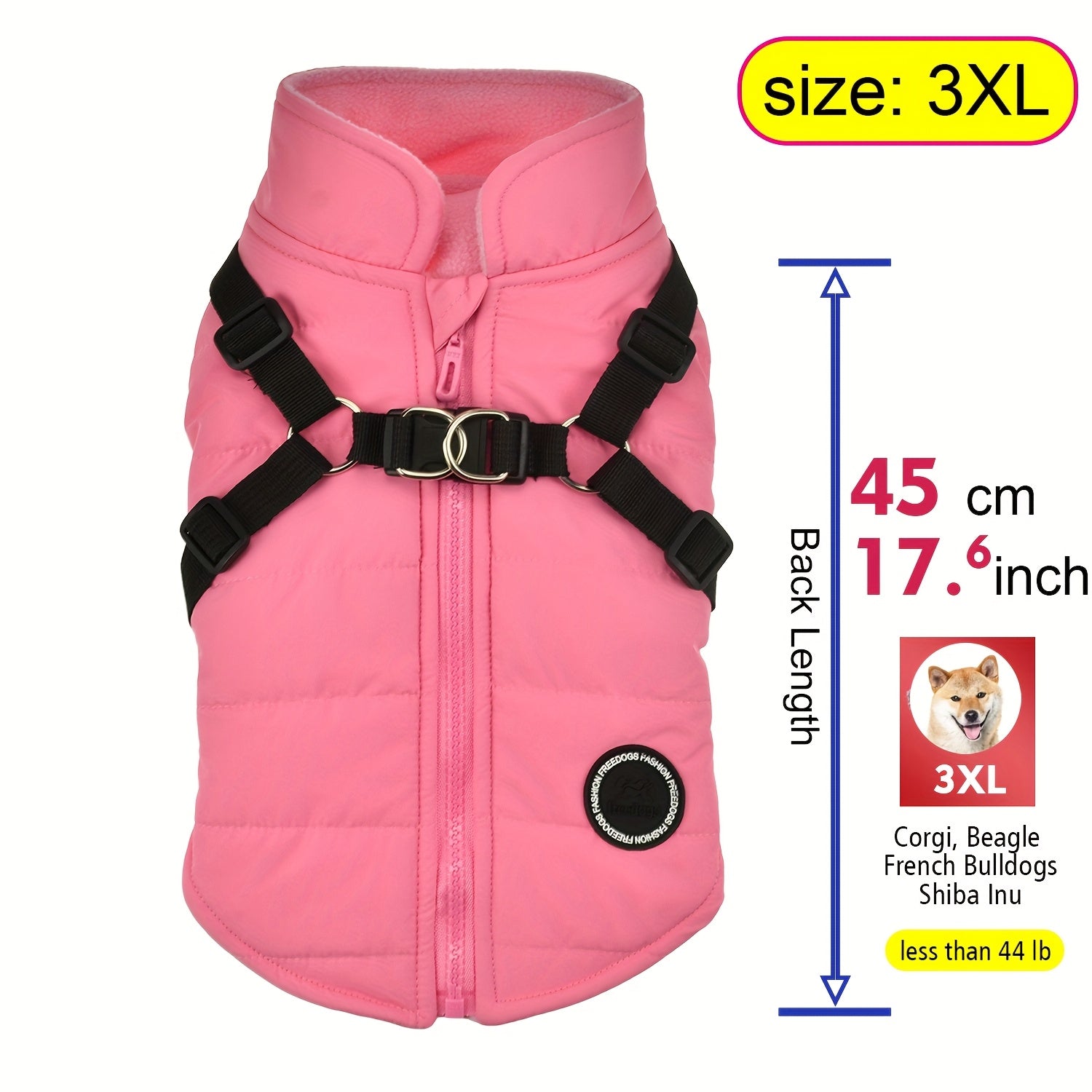 fachgo | Warm Padded Dog Vest with Harness for Small And Medium Dogs - Red Coat for Extra Comfort And Security Christmas Gift