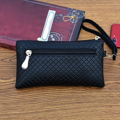 fachgo | Women's Argyle Quilted Clutch Bag, Multi Zipper Wristlet Bag For Phone & Coin, Fashion Handbag