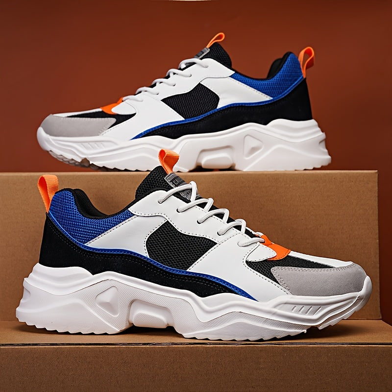fachgo | Men's Fashion Platform Sneakers - Casual Athletic Dad Shoes, Height-Increasing Breathable Mesh, Anti-Slip EVA Sole, Suitable for Running and Outdoor Activities, Thick-Soled Walking Shoes