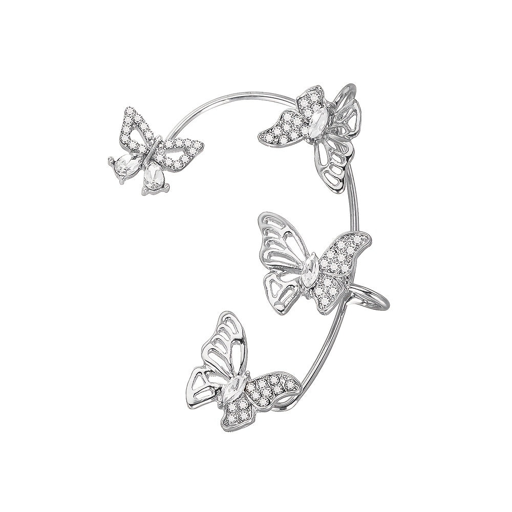 fachgo | Women'S Elegant Butterfly Ear Cuffs - No-Piercing Ear Hooks, Synthetic Gemstone Accents, Everyday & Formal Jewelry for Parties, Weddings, Everyday Outfits - Non-Piercing Ear Clips for Sensitive Light Beige, Party Accessories,