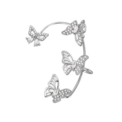 fachgo | Women'S Elegant Butterfly Ear Cuffs - No-Piercing Ear Hooks, Synthetic Gemstone Accents, Everyday & Formal Jewelry for Parties, Weddings, Everyday Outfits - Non-Piercing Ear Clips for Sensitive Light Beige, Party Accessories,