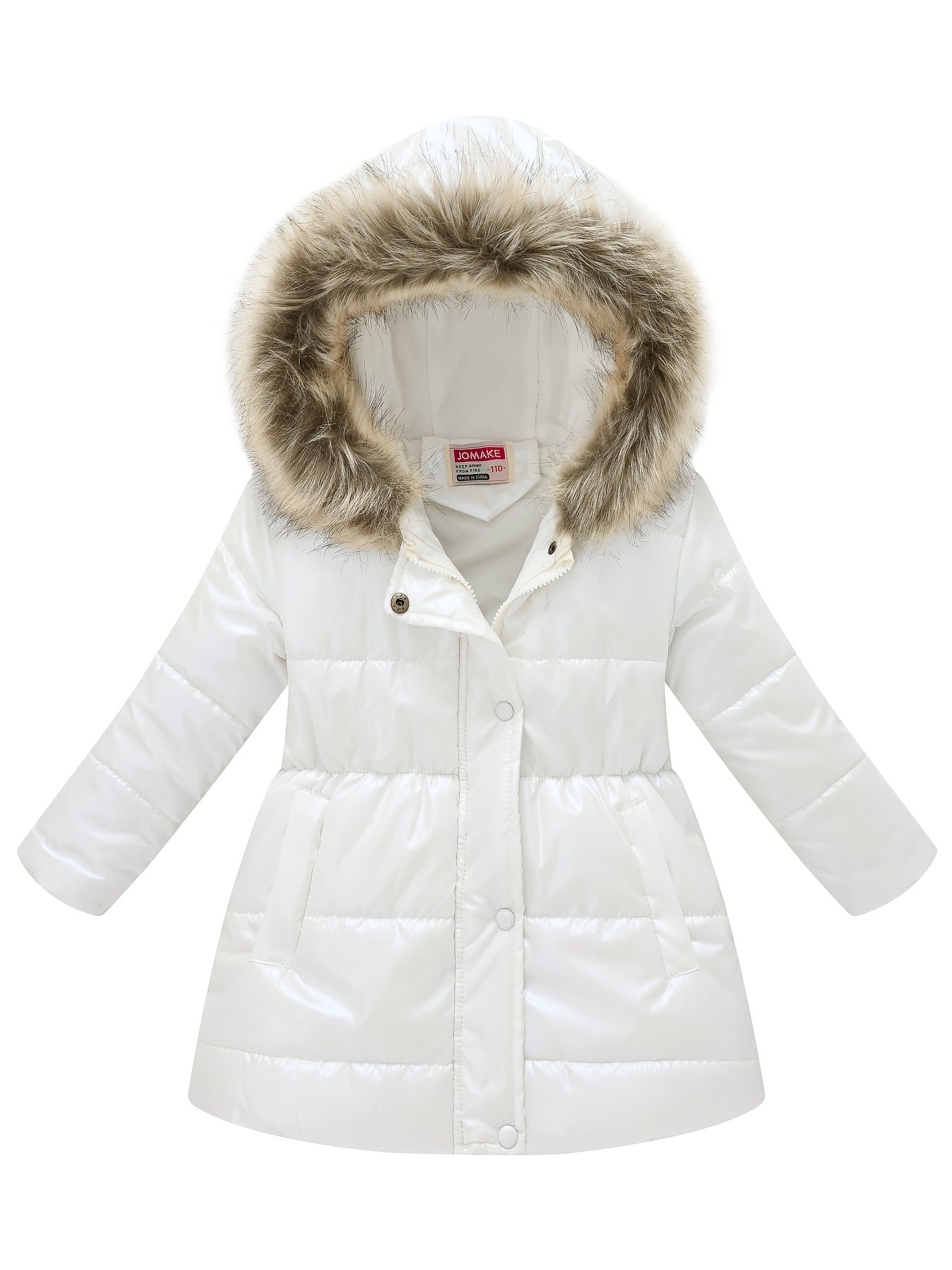 fachgo | Children's Winter New Style Thickened Glossy Hooded Jacket for Boys and Girls, Mid-Length
