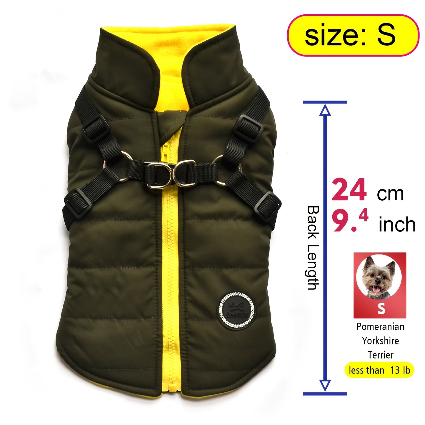 fachgo | Warm Padded Dog Vest with Harness for Small And Medium Dogs - Red Coat for Extra Comfort And Security Christmas Gift