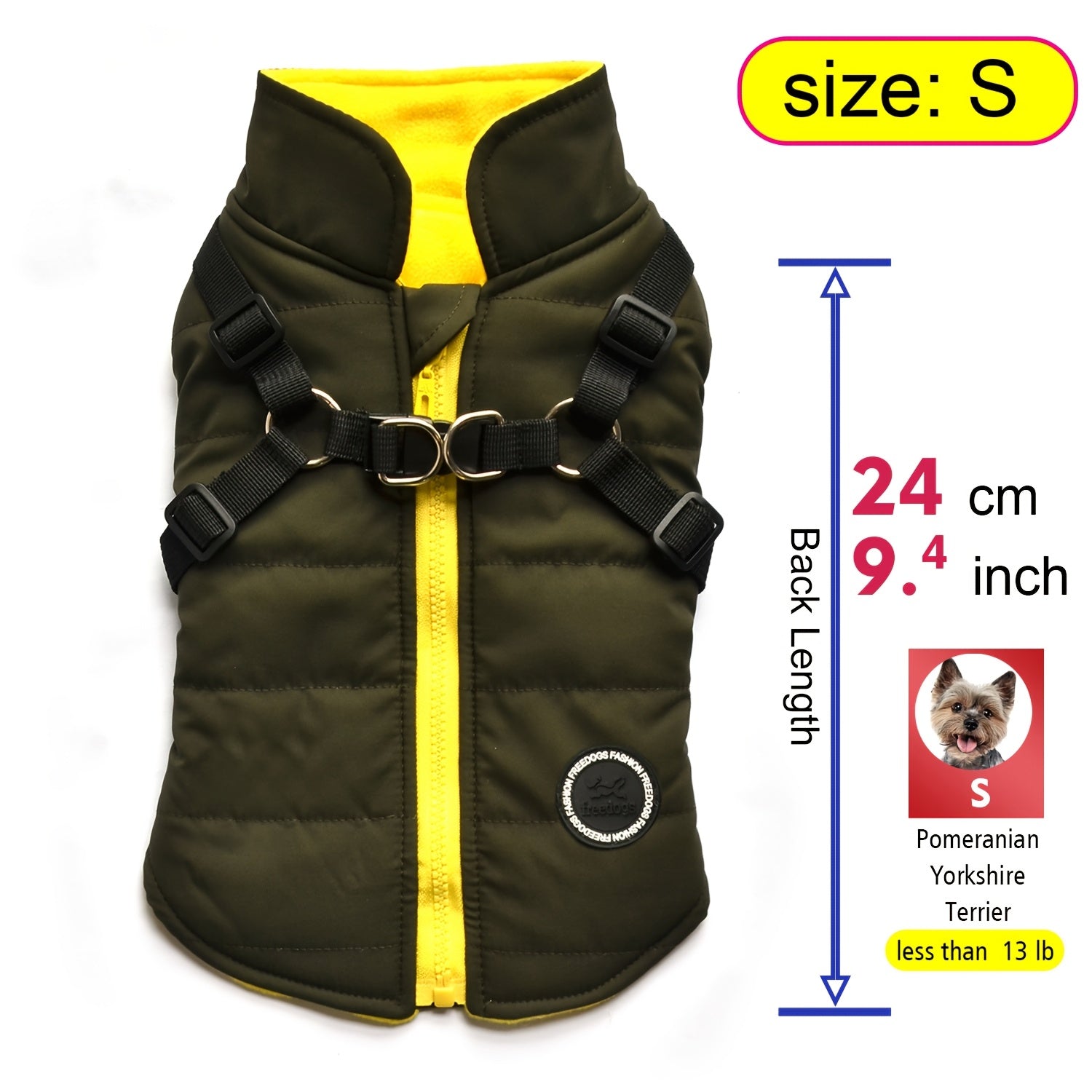 fachgo | Warm Padded Dog Vest with Harness for Small And Medium Dogs - Red Coat for Extra Comfort And Security Christmas Gift