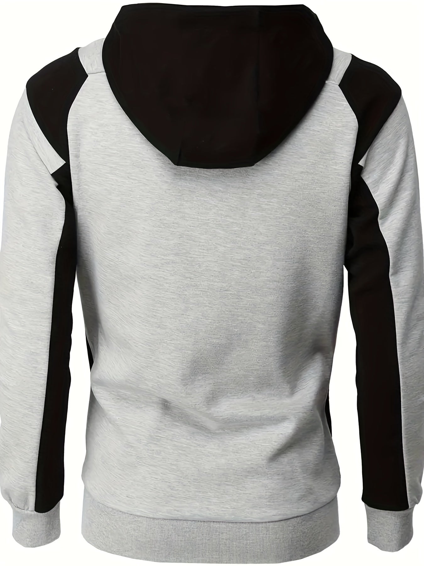 fachgo | Long Sleeves Men's Color Block Fleece Sweatshirt with Pockets, Zipper Hooded Drawstrings