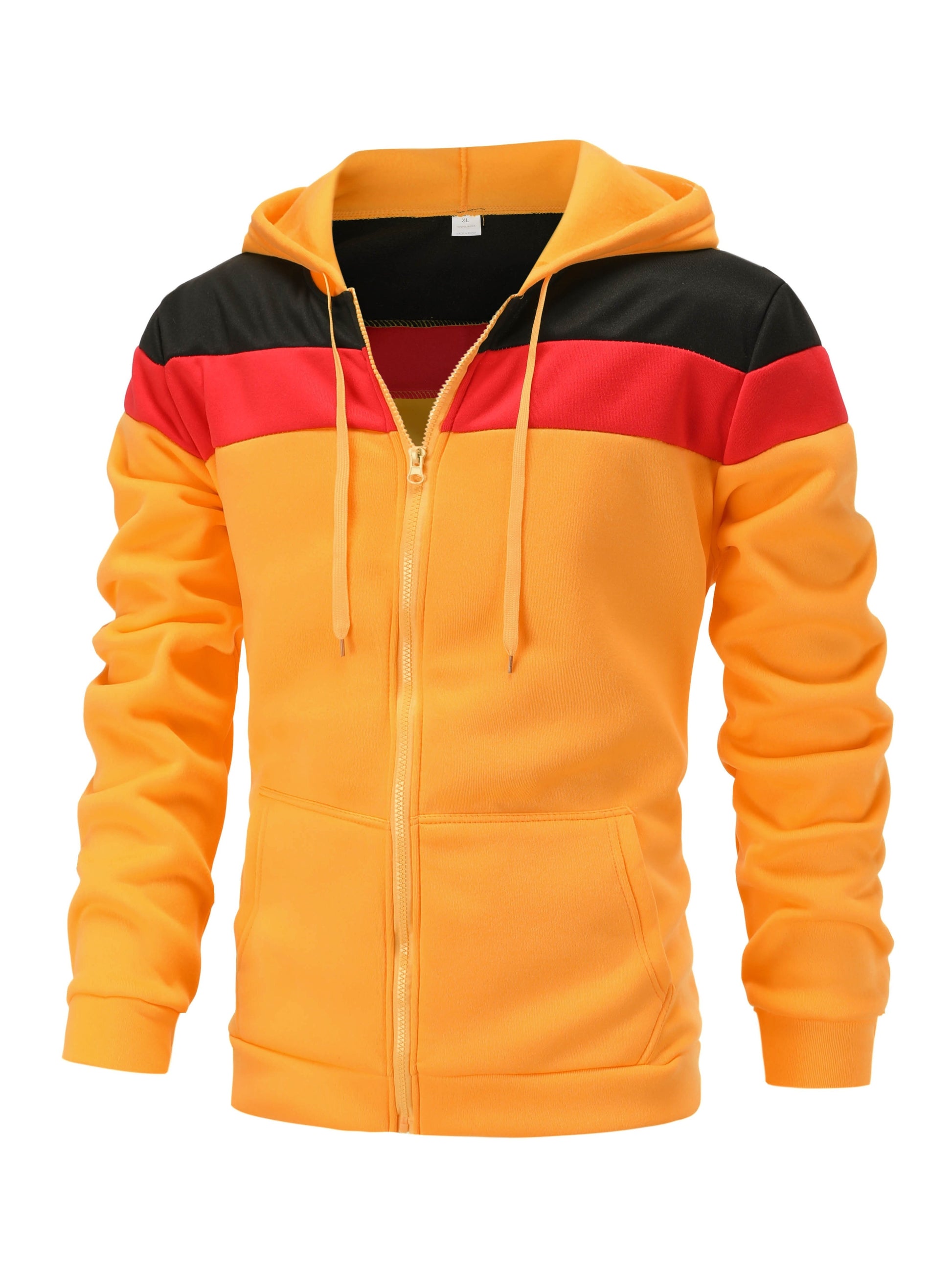 fachgo | Men'S Casual Hooded Sweatshirt, Solid Color Zip-Up Pullover, Long Sleeve Polyester Knit Fabric, Regular Fit with Slight Stretch, 160gsm - Autumn/Winter Fashion