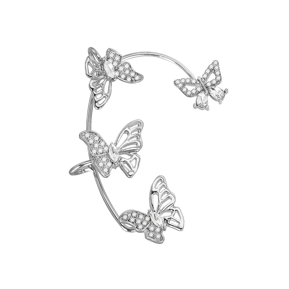 fachgo | Women'S Elegant Butterfly Ear Cuffs - No-Piercing Ear Hooks, Synthetic Gemstone Accents, Everyday & Formal Jewelry for Parties, Weddings, Everyday Outfits - Non-Piercing Ear Clips for Sensitive Light Beige, Party Accessories,