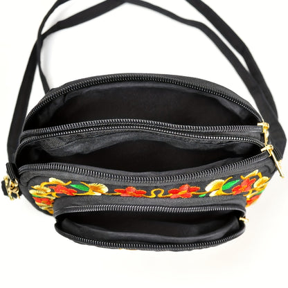 fachgo | Floral Embroidered Crossbody Bag for Women