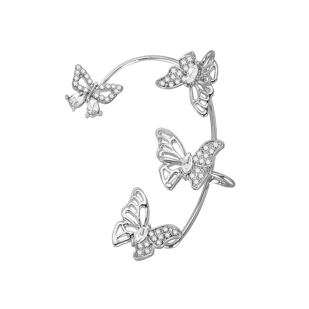 fachgo | Women'S Elegant Butterfly Ear Cuffs - No-Piercing Ear Hooks, Synthetic Gemstone Accents, Everyday & Formal Jewelry for Parties, Weddings, Everyday Outfits - Non-Piercing Ear Clips for Sensitive Light Beige, Party Accessories,