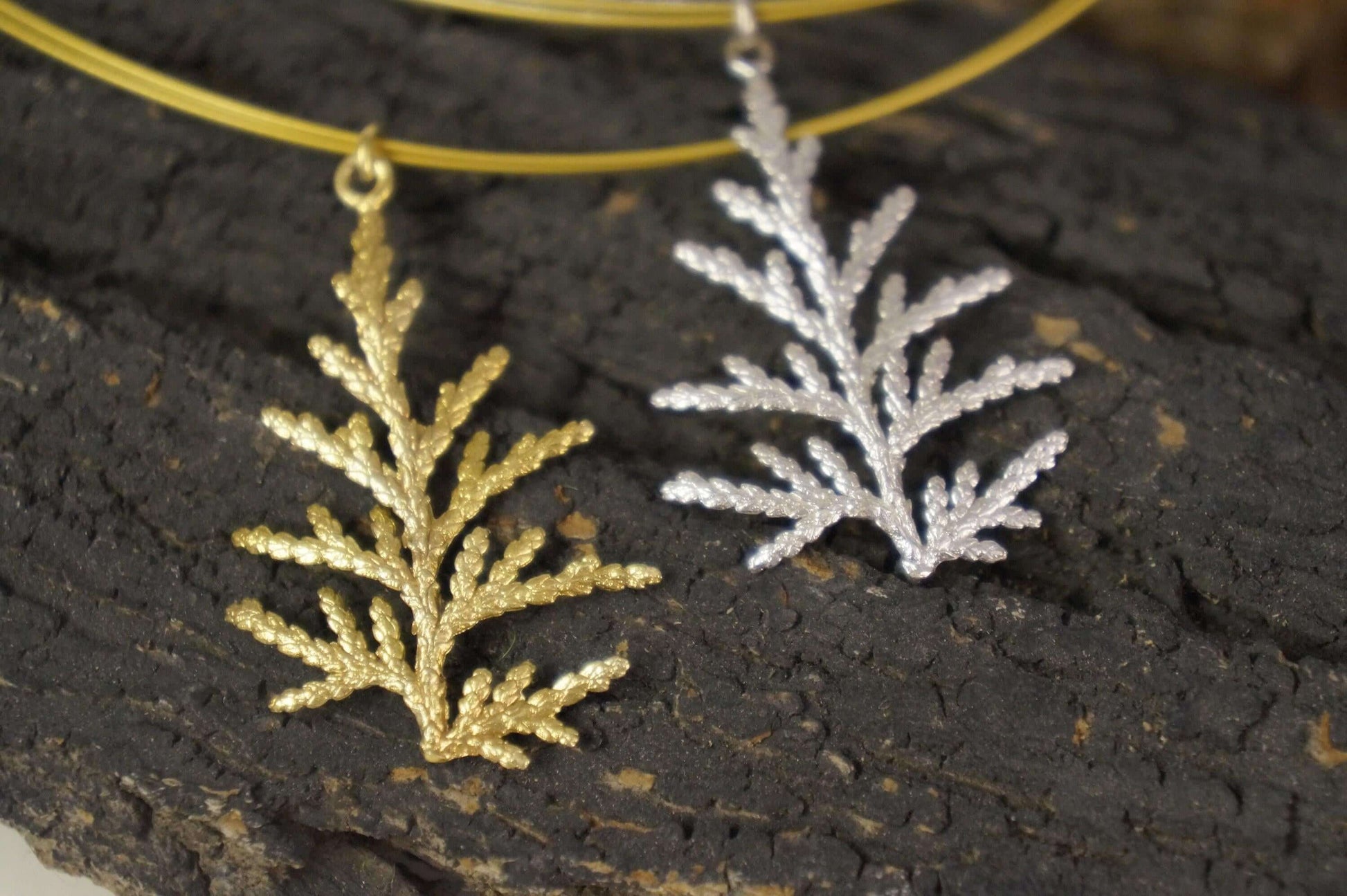 fachgo | Cypress Leaf Necklace – Gold Plated Sterling Silver Pendant | Nature